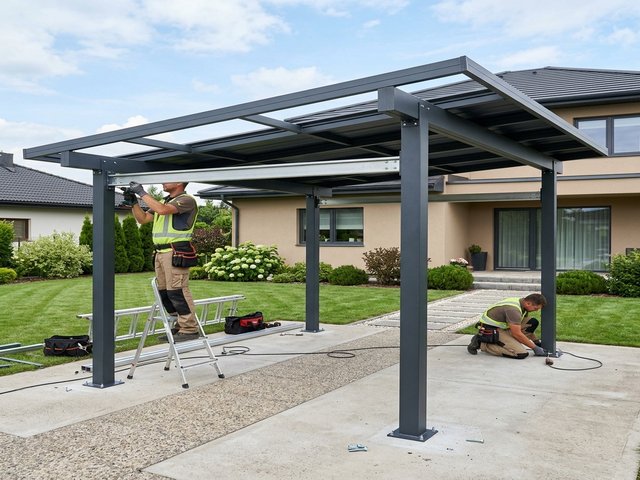 Montage eines Aluminium-Carports in Fritzlar